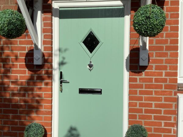 custom diamond glazing green door