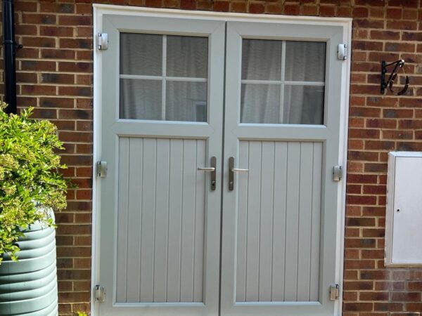 double grey doors