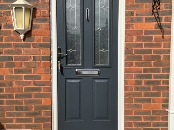 sleek black front door