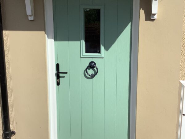 light green front door