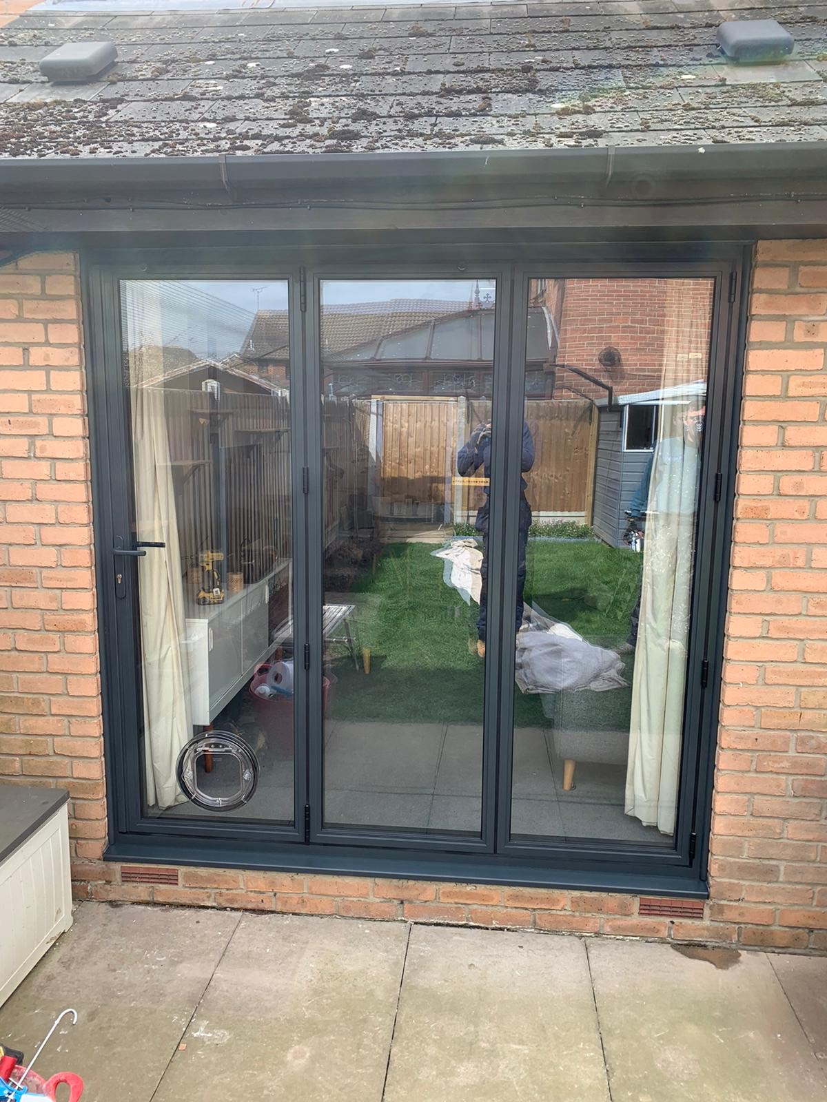 black bifold door