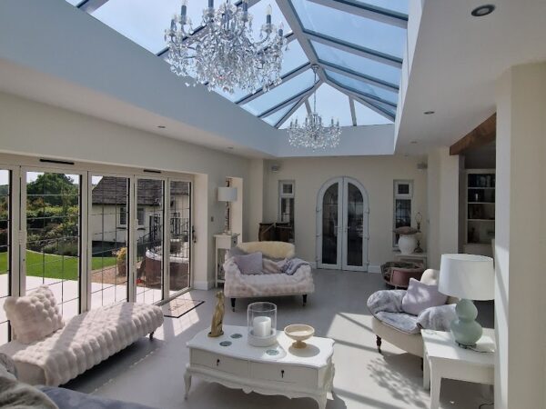 glass pitched roof