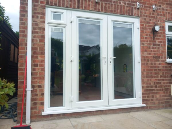white upvc french patio doors