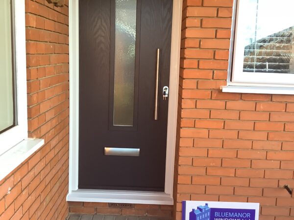 Black door with glass strip