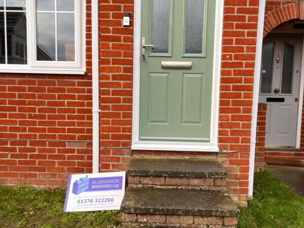 green composite door with custom glazing