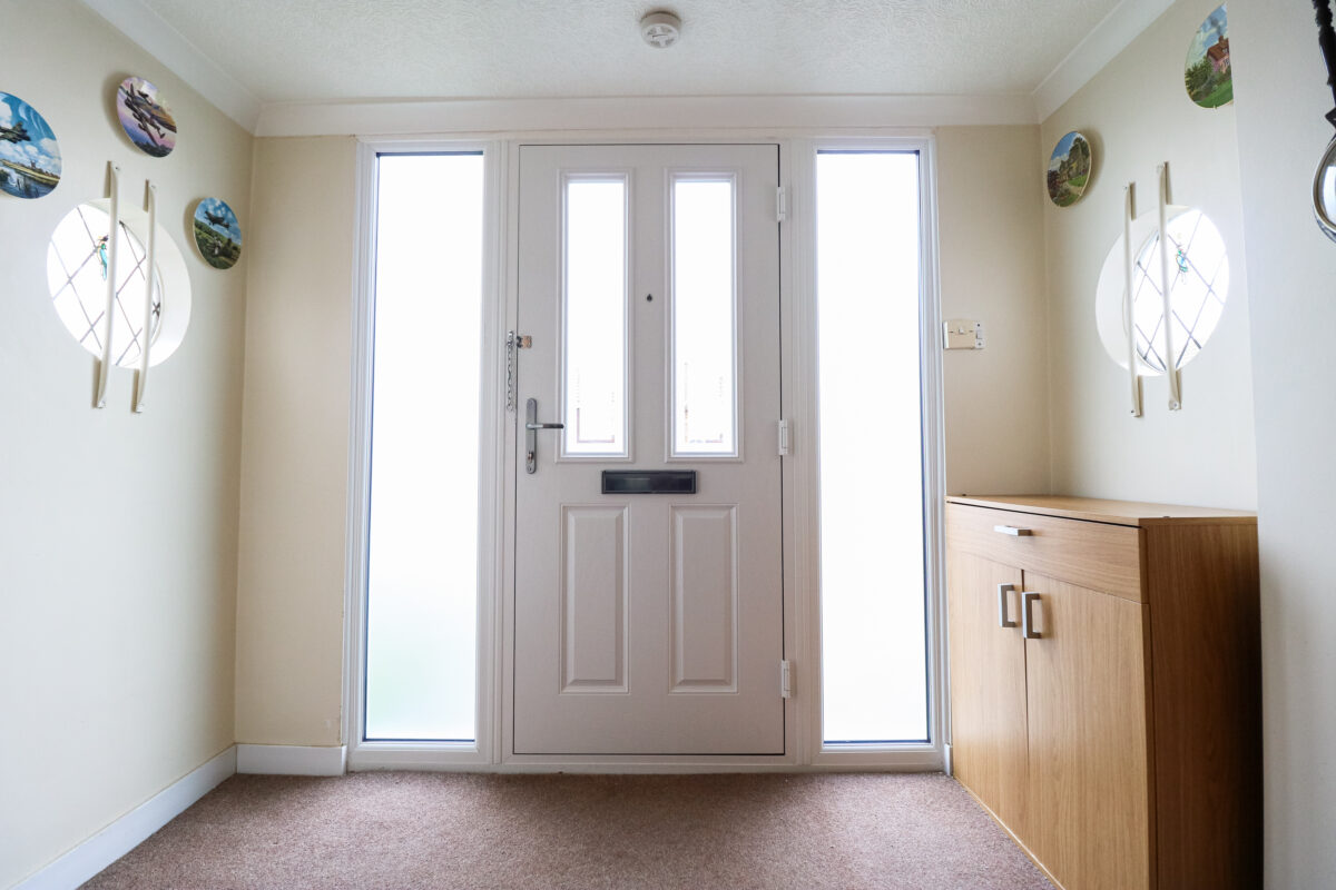 front door with obscured glazing