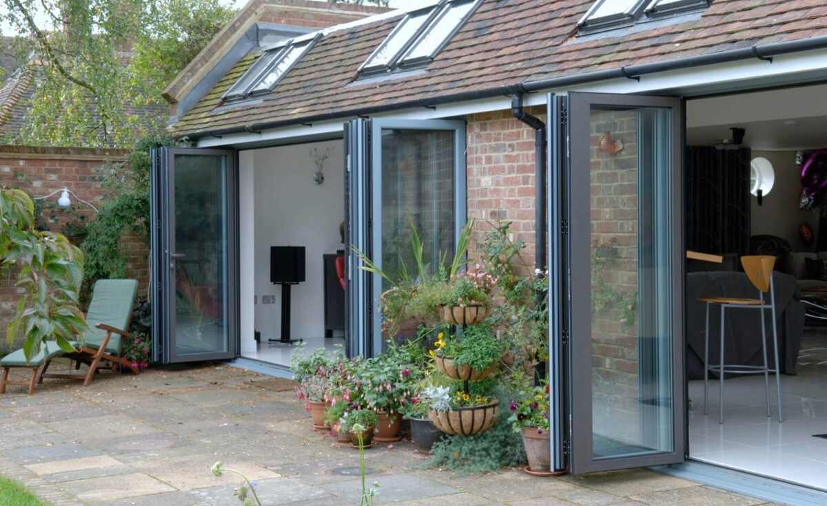 navy blue bifold door