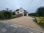 Completed resin driveway with smooth decorative finish in Braintree, Essex.