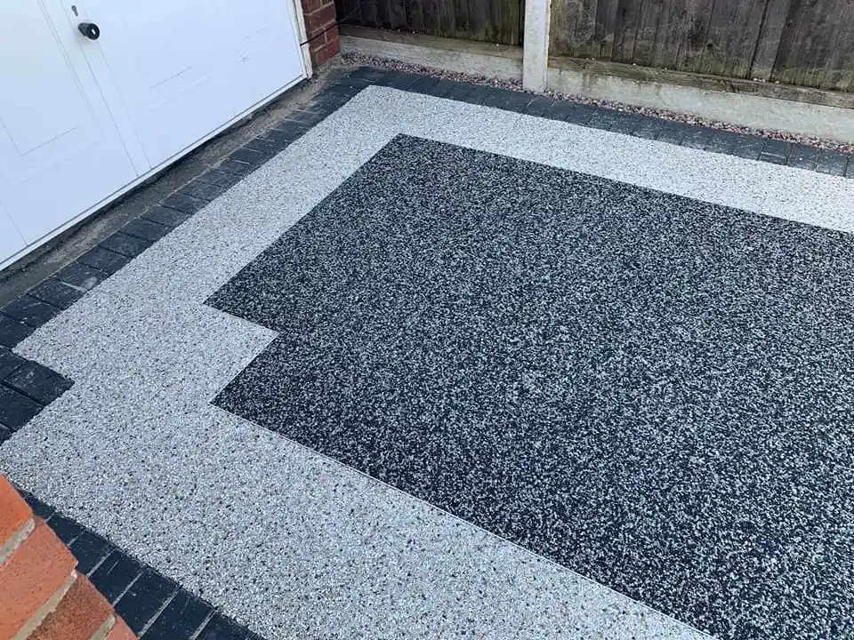 Finished resin bound driveway at a home in Braintree, Essex installed by Bluemanor Windows.