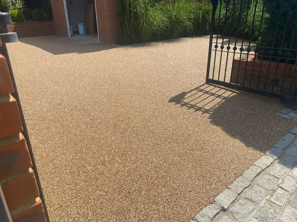 Modern resin driveway completed outside a residential property in Braintree, Essex.