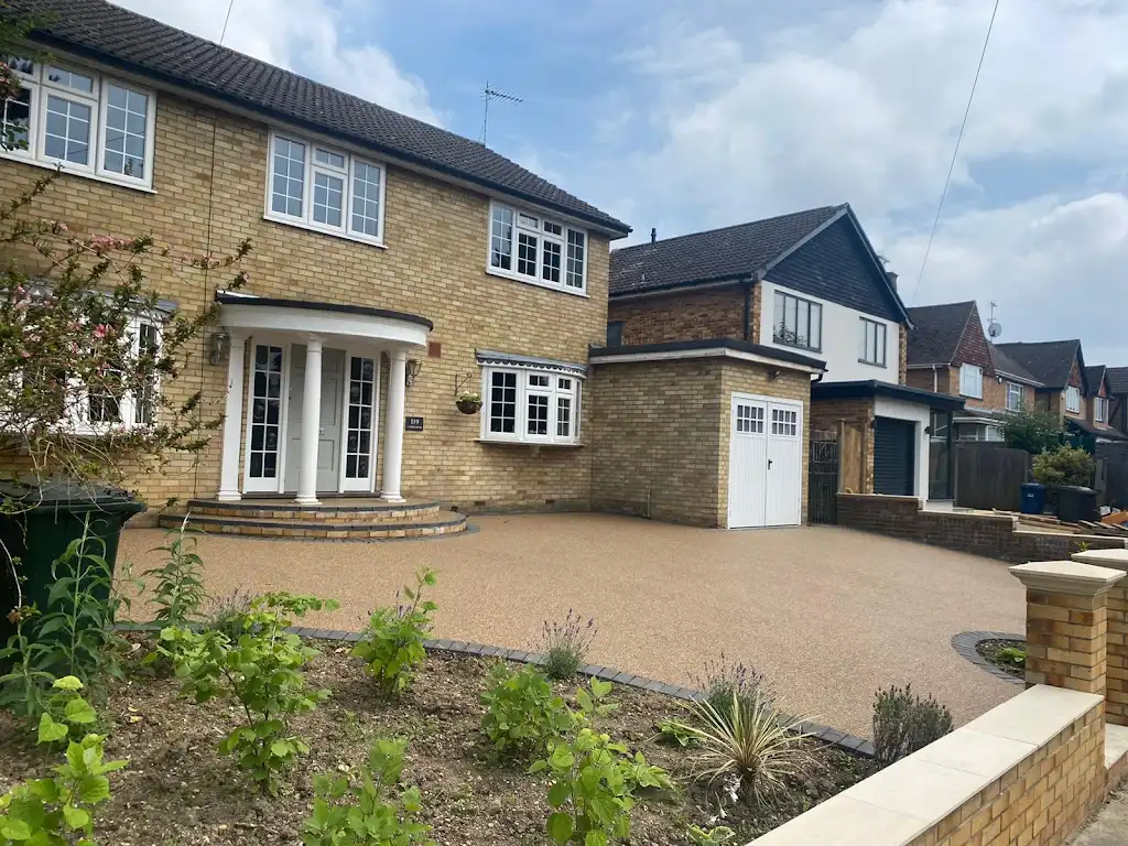 New resin driveway installed at a residential property in Braintree, Essex by Bluemanor Windows.