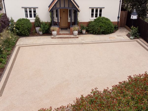 Completed resin driveway installation by Bluemanor Windows at an Essex home