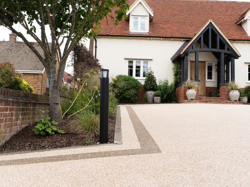 Smooth Vuba resin driveway finish installed by Bluemanor Windows in Essex